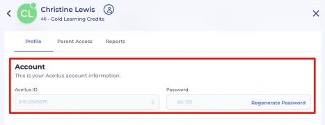 Locating your student's Acellus ID and password