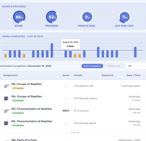 Monitor your student through the parent account