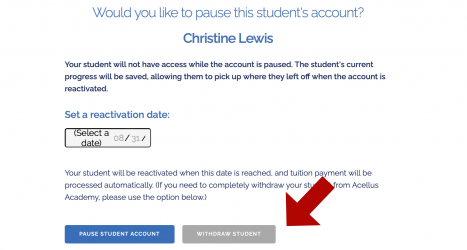 Withdrawing a student