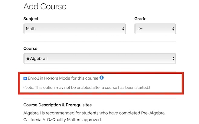 Enroll in Honors Mode