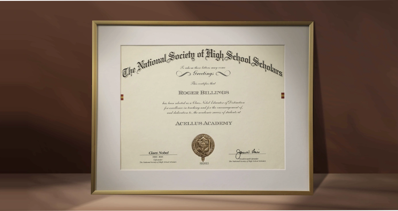 Dr. Roger Billings Named Claes Nobel Educator of Distinction (2) Acellus Academy Educator, Dr. Roger Billings, Named Claes Nobel Educator of Distinction